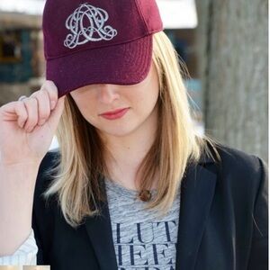 JCrew womens wool blend winter Burgundy Monogrammed ladies preppy Cap